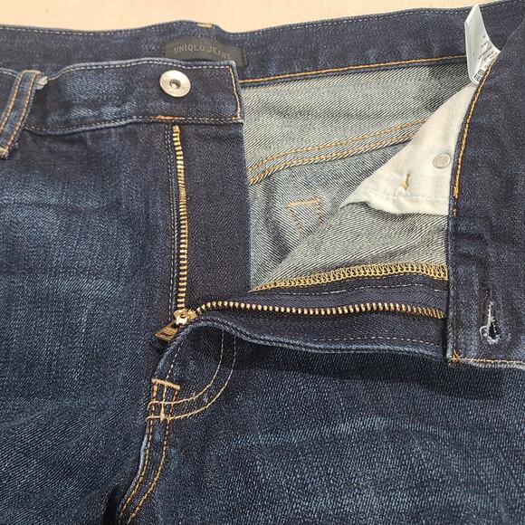 Uniqlo Mens 36x34 Regular Fit Straight Leg Blue Jeans Mid Rise Fabric by Kaihara - Picture 6 of 15